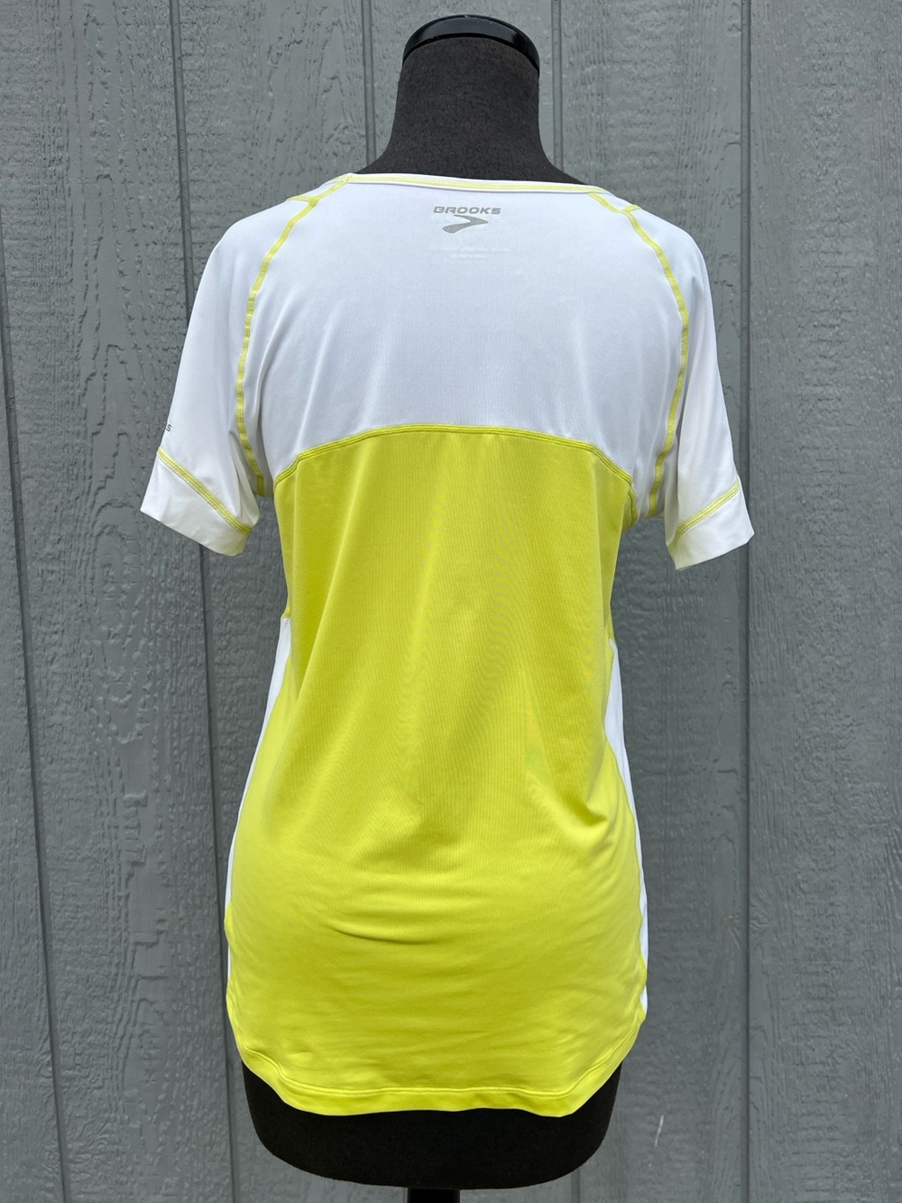 Brooks Equilibrium Technology Short Sleeve Running Tee, Lime Green and White, L - Picture 3 of 10